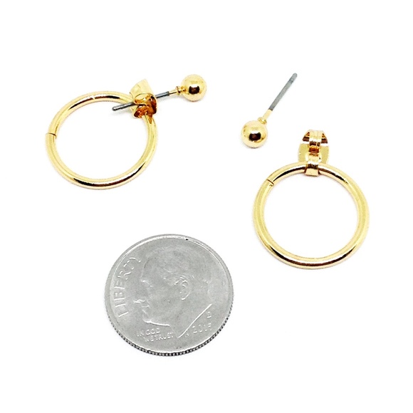 Earrings Ball with Circle Ear Jacket Gold - Picture 2 of 4